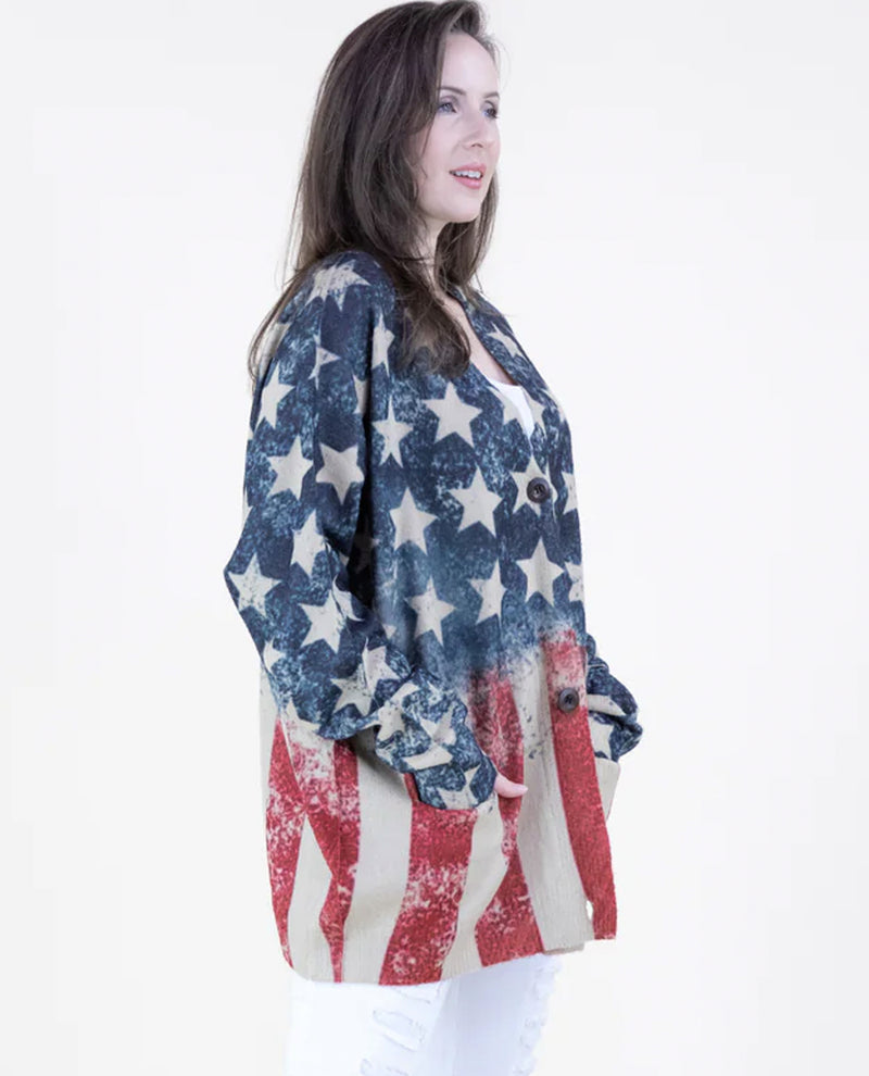 FP64407 VINTAGE USA FLAG CARDIGAN