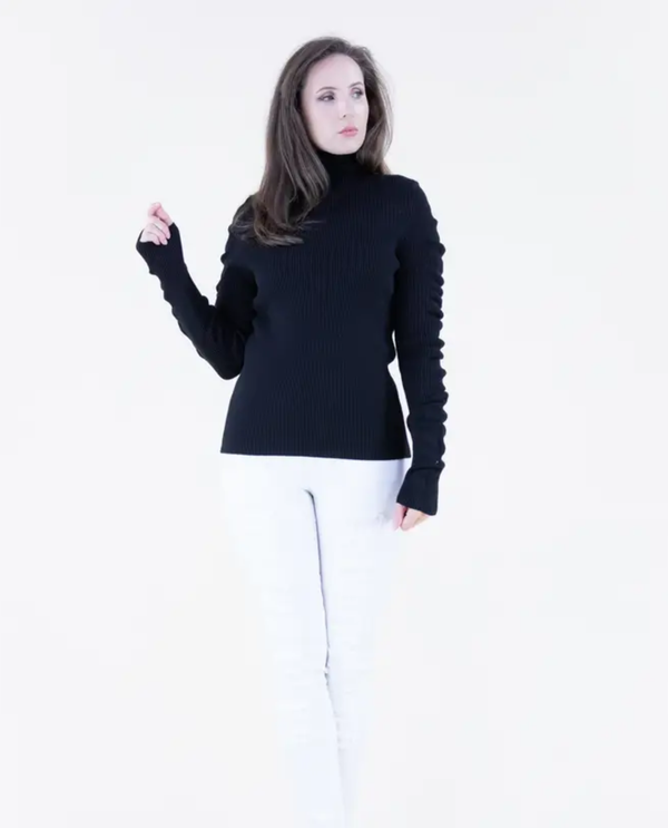 FP65022 RIBBED TURTLE NECK SWEATER black