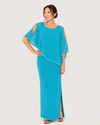 FRANK LYMAN 179257 SLEEVELESS WITH ASYMMETRICAL CAPLET TURQUOISE