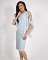 FRANK LYMAN 219203 OVERLAY RHINESTONE TRIM SHORT DRESS AQUAMIST