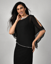 FRANK LYMAN 219203 OVERLAY RHINESTONE TRIM SHORT DRESS BLACK