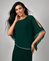 FRANK LYMAN 219203 OVERLAY RHINESTONE TRIM SHORT DRESS JADE
