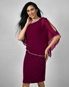 FRANK LYMAN 219203 OVERLAY RHINESTONE TRIM SHORT DRESS MAROON
