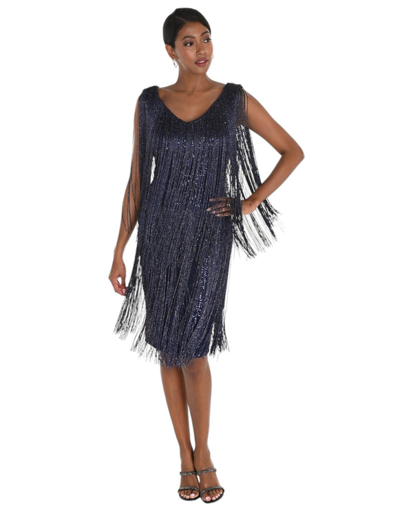 FRANK LYMAN 259712 FRINGE/JEWEL SHEATH DRESS