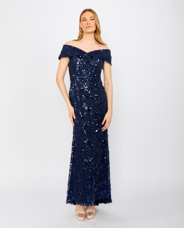 FRANK LYMAN 259716 SOUTACHE OFF SHOULDER GOWN