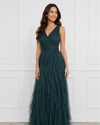 FRANK LYMAN 259722 V-NECK RUFFLE SKIRT DRESS SPRUCE