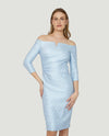 FRANK LYMAN 268234  OFF SHOULDER SHORT DRESS BABY BLUE