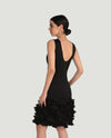 FRANK LYMAN 268518 SHORT RUFFLED SHEATH DRESS BLACK