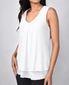 FRANK LYMAN 61175 V-NECK SLEEVELESS TOP off white