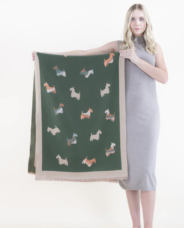 FS40372 DOG SCARF WITH SOLID BORDER OLIVIE 