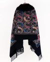 FS40411 EMBROIDERED BAROQUE FAUX FUR SCARF BLACK BACK