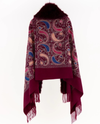FS40411 EMBROIDERED BAROQUE FAUX FUR SCARF BURGUNDY BACK