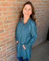 FOCUS FT4036 BUTTON DOWN DUSTER JACKET DARK TEAL