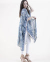 FT84173 PAISLEY PRINT WITH TASSEL TRIM KIMONO AQUA