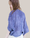 FT85744 CROCHET BAT WING TIE DYE CARDIGAN denim