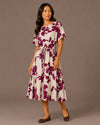 FY-3703 SHORT SLEEVE DRESS WITH TIE BELT fuchsia
