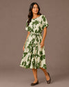 FY-3703 SHORT SLEEVE DRESS WITH TIE BELT olive
