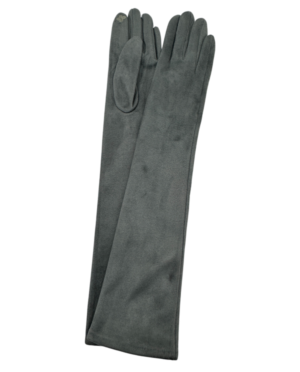 GF1803 LONG FAUX SUEDE GLOVE DARK GREY