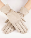 GL12350 RHINESTONE CHAIN FAUX SUEDE TECH GLOVE BEIGE