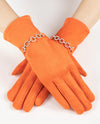 GL12350 RHINESTONE CHAIN FAUX SUEDE TECH GLOVE ORANGE