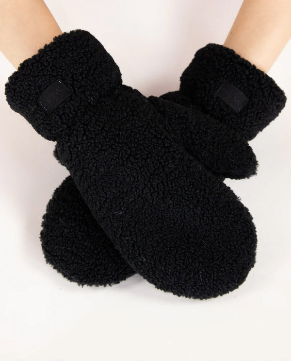 GL12352 FUZZY FAUX FUR LINED MITTEN BLACK