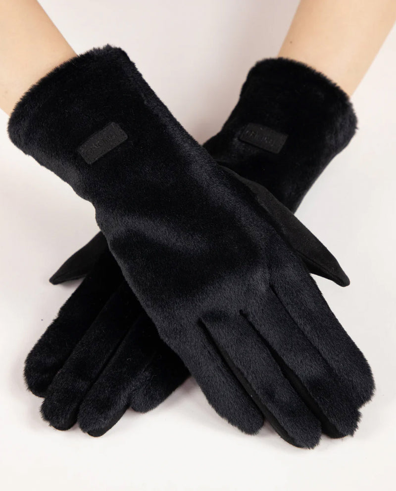 GL12355 FAUX FUR TECH GLOVE BLACK