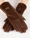 GL12355 FAUX FUR TECH GLOVE BROWN