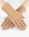 GL12368 STOCKING STITCH TEXTURE GLOVES BROWN