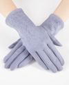 GL12371 LUXE RHINESTONE FAUX SUEDE GLOVE GREY