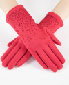 GL12371 LUXE RHINESTONE FAUX SUEDE GLOVE RED