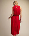 GLAM GD8938 PLEATED SLEEVELESS SOFT MIDI DRESS red back