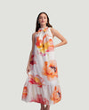 GLAM GD9886 RUFFLE NECK MIDI DRESS IVORY