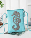 H436 SEAHORSE LASER CUT CROSSBODY BAG teal