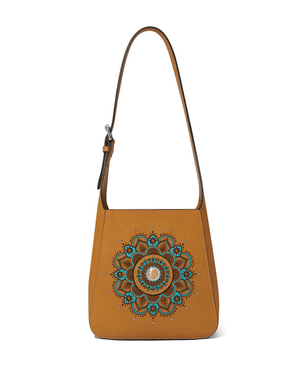 BRIGHTON H44374 CAMEL MOSAIC HOBO CROSSBODY