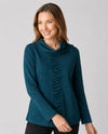 HABITAT 27550 COTTON PEBBLE RUCHED PANEL COWL SHIRT TEAL