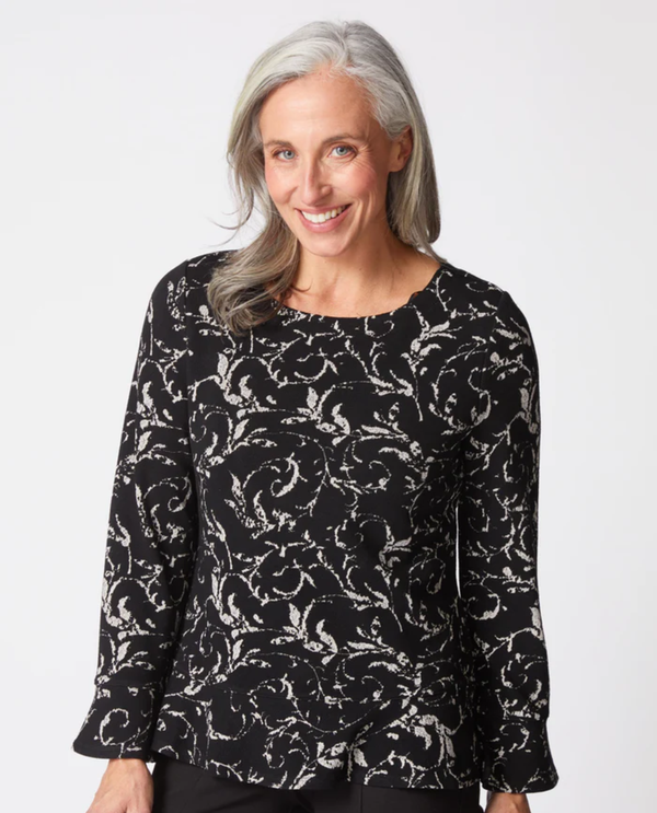 HABITAT 65900 JACQUARD SCROLL PEPLUM PULLOVER