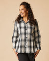 HABITAT 75109 CRINKLE WINDOWPANE TAB SWING SHIRT WINTER WHITE