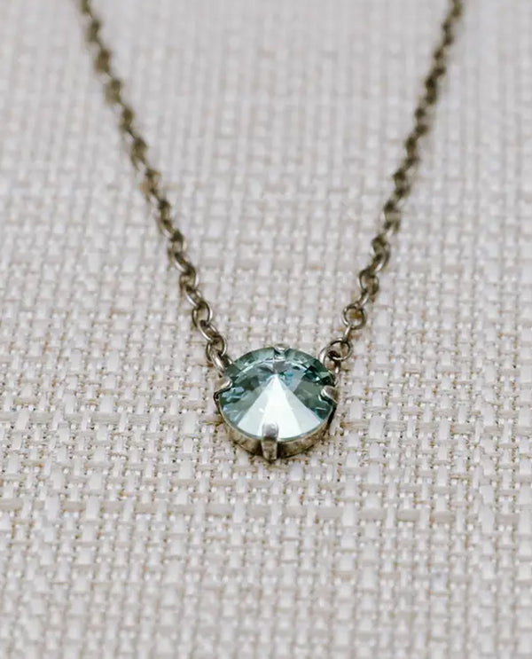 Rachel Marie Designs Harper Single Stone Necklace AQUA CHAMPAGNE