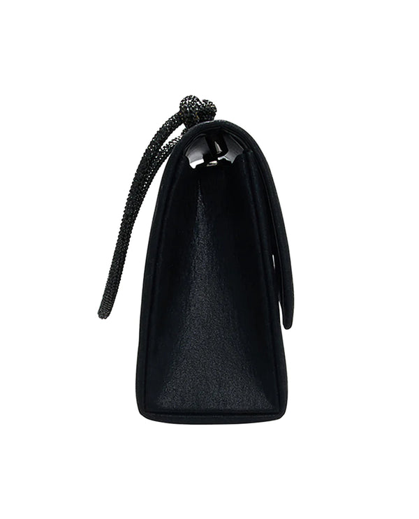 BLOSSOM HB-222 SHIMMER BAG WITH STONE HANDLE BLACK