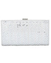 HBG104416 HERRINGBONE STONE CLUTCH SILVER