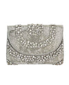 HBG104449 EMBELLISHED FOLD OVER CLUTCH SILVER