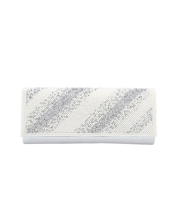 HBG104513 RHINESTONE & PEARL CLUTCH SILVER