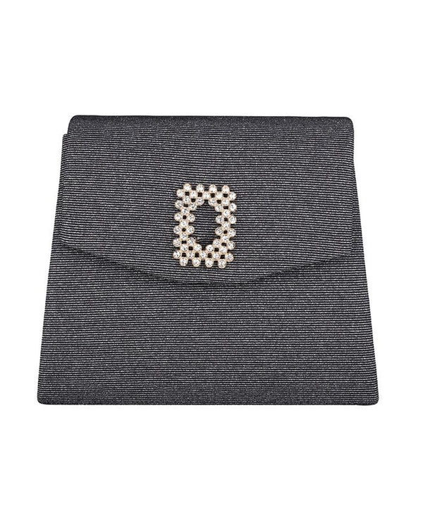 HBG104706 RHINESTONE TRIM CLUTCH BLACK