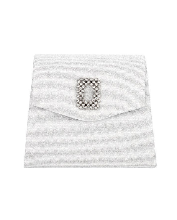 HBG104706 RHINESTONE TRIM CLUTCH SILVER