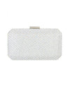 HBG104755 MESH STONE BOX CLUTCH SILVER