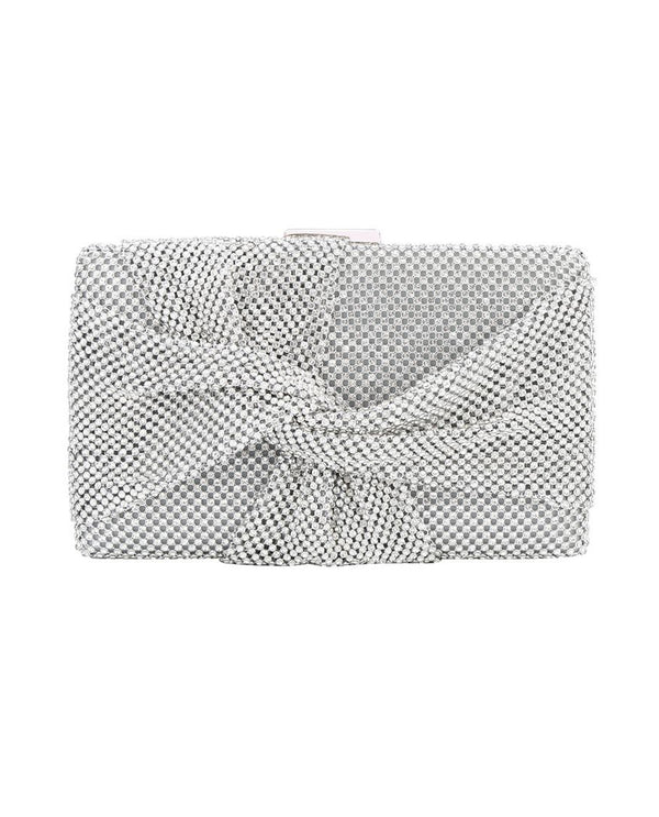 HBG104888 RHINESTONE BOX CLUTCH SILVER