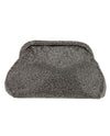 HBG105145 SPARKLE SOFTSIDE CLUTCH BAG GUNMETAL