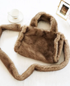 HBH2501 FAUX FUR HANDBAG TAUPE