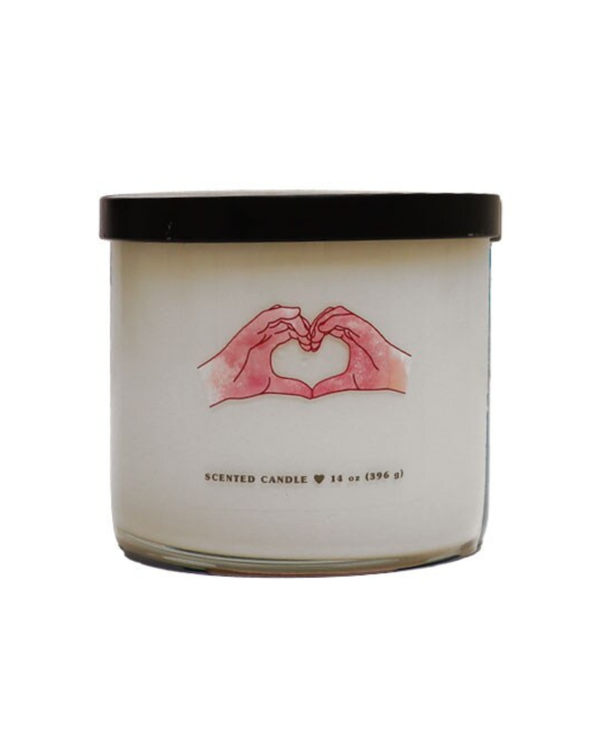 HEART HANDS STRAWBERRY SWIRL CANDLE 14OZ