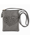 HEART LASER CUT CROSS BODY BAG HG173 grey